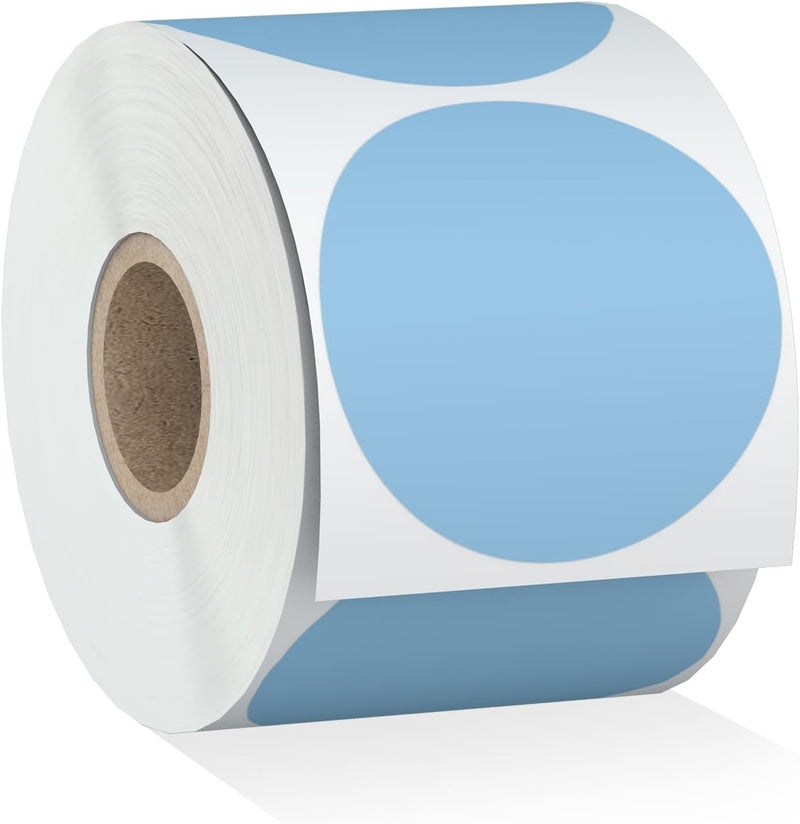 Misofuki 2" 750 Labels Blue Circle Direct Thermal Stickers Labels Roll Compatible with Zebra, Rollo, MUNBYN, Self-Adhesive Round Direct Thermal Labels - Image 1